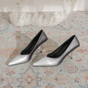 Zapatos de tacón alto con punta en pico, de charol, estilo D'Orsay, con tacón de aguja, sin cordones, para mujer, para todas las temporadas. - Product Image 3