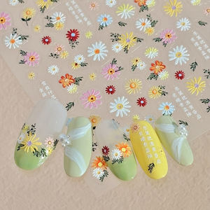 Pegatinas de <span class=keywords><strong>Uñas</strong></span> con Bordado de Flores de Margarita 5D, Calcomanías de <span class=keywords><strong>Uñas</strong></span> con Hojas Florales de Margarita, Decoración Autoadhesiva para Manicura - Product Image 6
