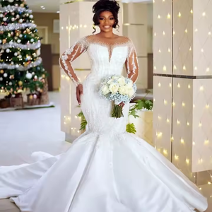 fitted lace wedding dress CDS436W | LONG SLEEVES – Ladivine by Cinderella Divine main image 0