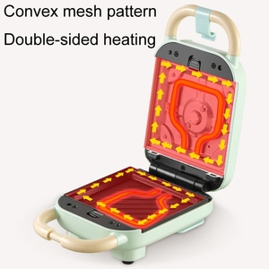 सबसे अच्छी बिक्री 2 में 1 yidu मल्टीफंक्शनल फैमिली नाश्ते निर्माता प्रकाश आहार सैंडविच वेफ़ल बेकर, सीएन प्लग (ग्रीन) - Product Image 4