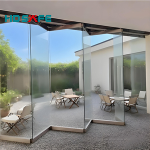 Cửa kính gấp không khung cho nhà hàng trung tâm mua sắm sân thượng vách ngăn kính nội thất ngăn xếp hai lần trượt phần cứng cửa gấp - Product Image 2