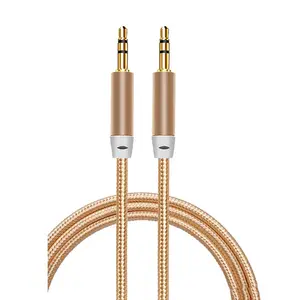 Colorful Braided Gold-Plated 1m 2m 3m 3.5mm Jack Aux Audio Cable for Iphone Mp4 Car Headphone Speaker