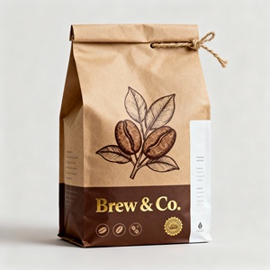 ถุงกาแฟกระดาษคราฟท์สีน้ำตาลแบบกำหนดเอง พร้อมวาล์วและสายรัดโลหะเพื่อการปิดผนึกซ้ำได้เพื่อรักษาความสด - Product Image 4