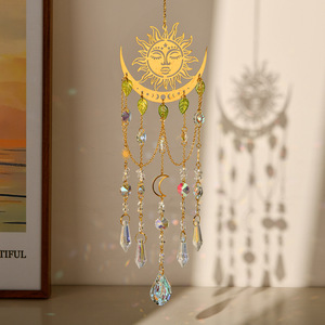 Prismas <span class=keywords><strong>de</strong></span> Cristal Naturales Colgantes con Diseño <span class=keywords><strong>de</strong></span> <span class=keywords><strong>Sol</strong></span> <span class=keywords><strong>y</strong></span> <span class=keywords><strong>Luna</strong></span>, Decoración <span class=keywords><strong>de</strong></span> Cristal, Artesanías para el Hogar, Venta al Por Mayor - Product Image 2