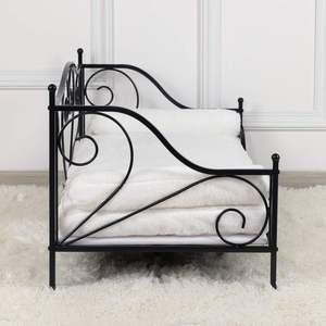 PWTJ Black Metal Frame Pet Sofa <b>Bed</b> with Washable <b>Plush</b> Cushion for Medium Sized Pets Sitting Comfortably on <b>Dog</b> <b>Bed</b> Couch - Product Image 3