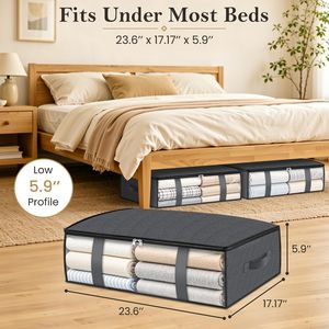 StorageRight PVC Under Bed <b>Storage</b> <b>Bags</b> with <b>Zipper</b> 3 Pack 40L Gray - Product Image 2