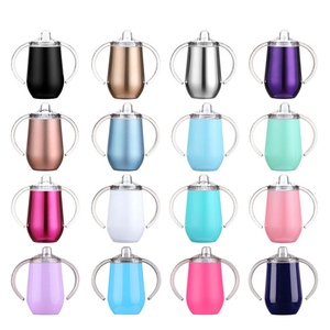 Vaso Térmico de Acero Inoxidable de 10oz con Doble Asa, Tipo Sippy, para Bebés, con Forma de Huevo, Aislado, con Logotipo Personalizado - Product Image 1