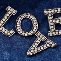 Vente en gros Coudre sur Bling Lettre Strass Patchs Perlés Applique Patches pour Vêtements