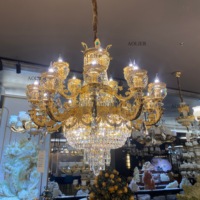 Vente d'usine en gros : Lustre en cristal de luxe doré pour salon, grand lustre de luxe pour hall d'hôtel