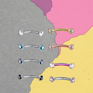 <span class=keywords><strong>Piercing</strong></span> de Acero Inoxidable 16G Roscado Externo para Cejas, <span class=keywords><strong>Piercing</strong></span> Curvo con <span class=keywords><strong>Doble</strong></span> Circón, Labret, Joyería para Labios - Product Image 3