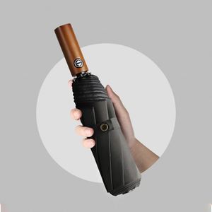 Nuevos Paraguas Plegables Automáticos Compactos Chinos Resistentes a la Lluvia y al Sol, con Mango de Madera, Venta al Por Mayor - Product Image 2
