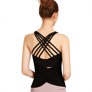New Fa-ke Two Sports <strong>Vest</strong> <strong>Women's</strong> Fitness Wear Running <strong>Top</strong> Beauty Back Sports <strong>Top</strong> Bra <strong>Loose</strong> Yoga Wear - Product Image 5
