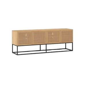 Natural Media Designs Console Nordic Mdf Wood Rattan Woven Drawer Tv Stand Console Rattan Table Tv Cabinet for Living Room
