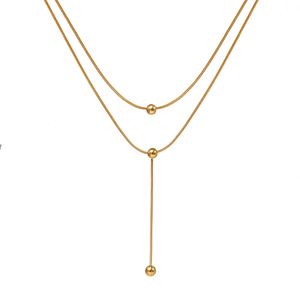 Simple Stylish Titanium Steel Necklace Gold Round Bead Clavicle Chain For Women - Product Image 4