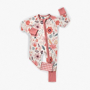 Tutina <span class=keywords><strong>con</strong></span> Zip per Neonati, Pagliaccetto a Maniche Lunghe <span class=keywords><strong>con</strong></span> Stampa Floreale e <span class=keywords><strong>Dinosauri</strong></span>, Suole Antiscivolo, <span class=keywords><strong>Pigiama</strong></span> in Bambù - Product Image 4