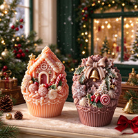 Moule en silicone en gros pour bougies DIY en forme de maison de neige, cupcake, cornet de glace, pour bougies parfumées, décoration de table de Noël et cadeau, facile à démouler