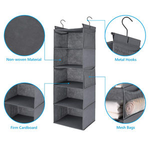Étagères suspendues pliables pour économiser de l'espace, organisateur de placard suspendu avec 4 poches latérales - Product Image 2