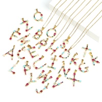 Bijoux personnalisés Lettre Nom Pendentif Alphabet Zircon coloré Collier personnalisé avec nom