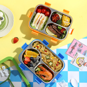 Enjoy Time Stainless Steel <b>Lunch</b> <b>Box</b> 3 Compartment Leak Proof With Cutlery For Student Office Use - Product Image 4