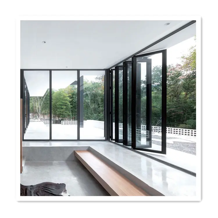 tempered glass door aluminium double tempered glass sliding doors high quality energy efficient bifolding door