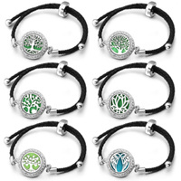 Bracelet diffuseur d'huiles essentielles en acier inoxydable à motif personnalisé, bracelet en cuir réglable pour femmes, bijoux avec locket