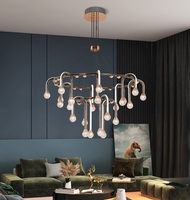 Lustre contemporain en sphères de cristal transparent, luminaire LED suspendu pour plafond, lampe suspendue pour salon, télécommande, intensité réglable