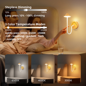 Lampada da Tavolo Wireless con Sensore di Movimento, Magnetica, Regolabile, Ricaricabile USB, Luce Notturna RGB Touch, Lampade LED da Comodino per Casa - Product Image 5