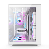 Boîtier PC Gaming Panoramique OEM d'Usine en Promotion, Châssis Micro ATX Double Verre Trempé, 9 Ventilateurs, Boîtier de Bureau