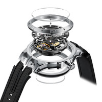 Montre mécanique carrée PONIGER P6.20, mouvement automatique développé en interne, aiguilles lumineuses couleur canon, verre saphir, boîtier en acier