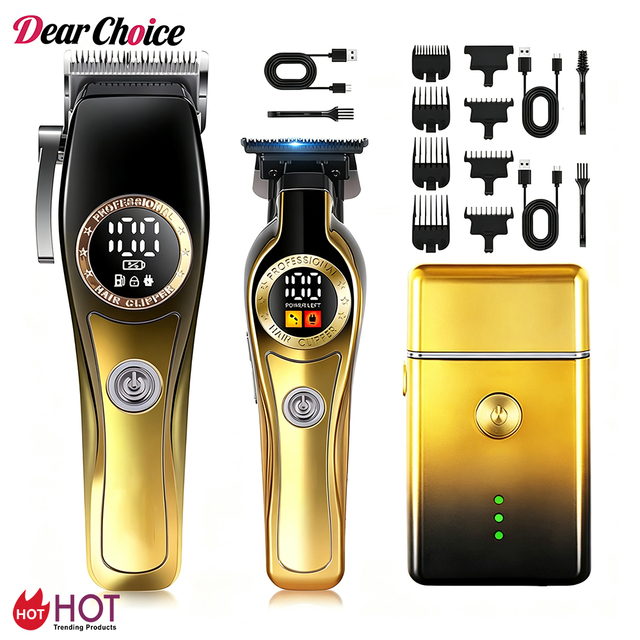 Professional USB Charging Men's Hair Clippers Beauty Salon Hair Cutter Trimmer Barber Grooming Kit