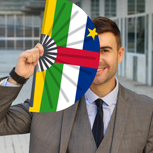 พัดไม้ไผ่พับได้ลายธงชาติสาธารณรัฐแอฟริกากลาง ขายส่ง สำหรับงานคาร์นิวัล งานแต่งงาน งานเทศกาล งานปาร์ตี้ ตัวแทนท่องเที่ยว - Product Image 3