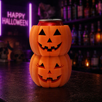 Support de canette personnalisé en PLA pour boissons, style Halloween, motif fantôme et citrouille, 12 oz, avec capuchon anti-poussière
