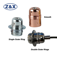 Douille de lampe sur pied rétro en fer nickelé ZX E27 E26 UK EU, filetage complet, certifiée ENEC, garantie 2 ans