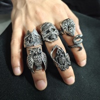 VAF Anel Bear Caveira Bague Tête de Mort Anillos De Calavera Calavera Acier Inoxydable Griffe Gothique Crâne Squelette Bagues pour Hommes