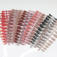 Lot de 24 faux ongles courts en amande effet œil de chat colorés, à presser, ongles artificiels