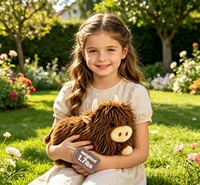 Peluche personnalisable en forme de vache des Highlands, lestée et chauffante, avec rembourrage en coton PP ultra doux, brodée, pour le soulagement de la douleur et le confort émotionnel
