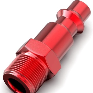 Aluminum Red Pneumatic Quick Connector 1/4 In Npt Male <b>Threaded</b> Plug For Air <b>Tools</b> Accessories - Product Image 2