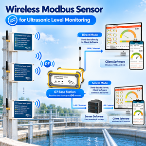 Capteur de niveau d'eau ultrasonique sans fil Modbus, système de surveillance de réservoir de liquide RF pour piscine et réservoir d'eau - Product Image 5