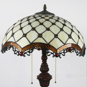 LongHuiJing European Tiffany Simple White Stained Glass Lampshade Floor Lamp Bedroom Study Creative Lamps - Product Image 4