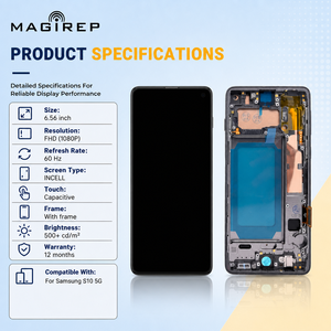 MAGIREP 适用于 <span class=keywords><strong>S10</strong></span> <span class=keywords><strong>5G</strong></span> 三星 Galaxy 屏幕更换 Incell LCD 带框架显示屏 大量批发维修配件供应商 - Product Image 2