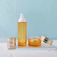 Nouvel ensemble de soins de la peau de luxe personnalisé en verre translucide, pot de 30g/50g, flacon de 20-120ml à épaule plate avec bouchon à vis pour lotion et huile
