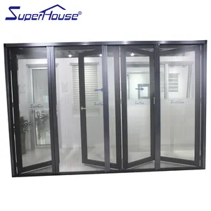 Bulk order external aluminium frame double glazed tempered glass exterior folding patio doors