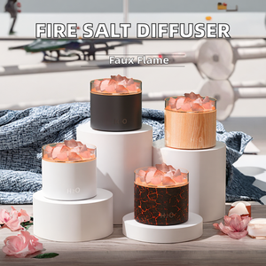 Difusor de Aceites Esenciales USB de 160 ml con Piedra de Sal de Cristal, Difusor de Aroma con Llama 3D, Luz LED de 7 Colores, Humidificador Doméstico con Simulación de Fuego - Product Image 2