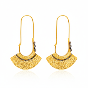 New Trend 22K Gold Plated Hammered Oxidized Earring Wholesale Handmade Turkish 925 <b>Silver</b> Sterling Jewelry for Women - Product Image 2