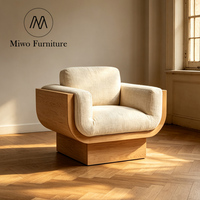 Fauteuil inclinable moderne en bois de chêne naturel pour terrasse d'hôtel, resort, salon nordique, chambres, club, café, chaise d'appoint