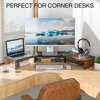 Support double moniteur réglable, rehausseur de bureau extra large avec étagère de rangement, support d'ordinateur pour la maison, le bureau et le gaming
