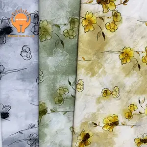 Wholesale Comfortable And Breathable Polyester Fabric Waist Flower Korean Silk Plain Print For Women's Dresses Blouses