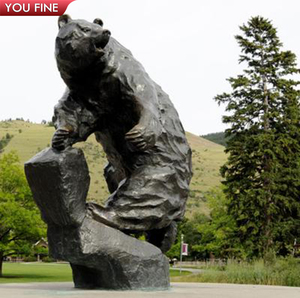 YOUFINE Statua di Orso in Bronzo a Grandezza Naturale, Scultura di Orso <span class=keywords><strong>Grizzly</strong></span> per Decorazione di Campus e Parchi all'Aperto - Product Image 5