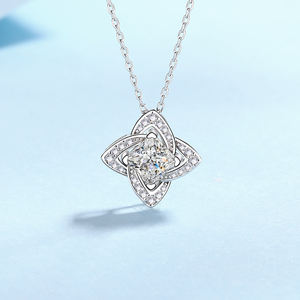 תכשיטים משובחים s925 כסף סטרלינג 1 נסיכה לחתוך missanite תלתן שרשרת תליון moissanite לנשים - Product Image 2