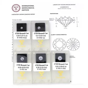 Diamante de laboratório certificado starsgem IGI por atacado D EX VVS VS 0.3ct 0.4ct 0.5ct diamante solto de corte redondo CVD HTHP diamante cultivado em laboratório